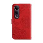 For vivo V50 Lite 5G HT03 Skin Feel Butterfly Embossed Flip Leather Phone Case(Red) - 3