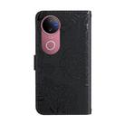 For vivo V50 5G Global HT03 Skin Feel Butterfly Embossed Flip Leather Phone Case(Black) - 3