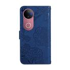 For vivo V50 5G Global HT03 Skin Feel Butterfly Embossed Flip Leather Phone Case(Blue) - 3