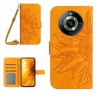 For Realme 11 Pro Skin Feel Sun Flower Embossed Flip Leather Phone Case with Lanyard(Yellow) - 1