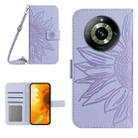 For Realme 11 Pro Skin Feel Sun Flower Embossed Flip Leather Phone Case with Lanyard(Purple) - 1