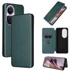 For OPPO Reno10 Pro Carbon Fiber Texture Flip Leather Phone Case(Green) - 1