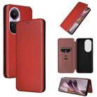 For OPPO Reno10 Pro Carbon Fiber Texture Flip Leather Phone Case(Brown) - 1