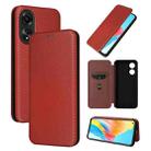 For OPPO A78 4G Carbon Fiber Texture Flip Leather Phone Case(Brown) - 1