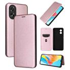 For OPPO A38 4G Global Carbon Fiber Texture Flip Leather Phone Case(Pink) - 1