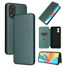 For OPPO A38 4G Global Carbon Fiber Texture Flip Leather Phone Case(Green) - 1