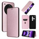 For OPPO Find X7 Ultra Carbon Fiber Texture Flip Leather Phone Case(Pink) - 1