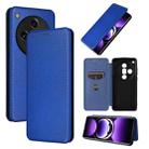 For OPPO Find X7 Ultra Carbon Fiber Texture Flip Leather Phone Case(Blue) - 1