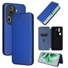 For OPPO Reno11 Pro Global Carbon Fiber Texture Flip Leather Phone Case(Blue) - 1