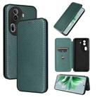 For OPPO Reno11 Pro Global Carbon Fiber Texture Flip Leather Phone Case(Green) - 1