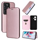 For OPPO Reno11 F 5G Carbon Fiber Texture Flip Leather Phone Case(Pink) - 1