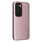 For OPPO Reno12 Pro 5G Global Carbon Fiber Texture Flip Leather Phone Case(Pink) - 3