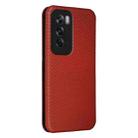 For OPPO Reno12 Pro 5G Global Carbon Fiber Texture Flip Leather Phone Case(Brown) - 3