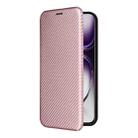 For OPPO Reno12 5G Global Carbon Fiber Texture Flip Leather Phone Case(Pink) - 2