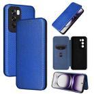 For OPPO Reno12 5G Global Carbon Fiber Texture Flip Leather Phone Case(Blue) - 1