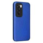 For OPPO Reno12 5G Global Carbon Fiber Texture Flip Leather Phone Case(Blue) - 3