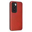 For OPPO Reno12 5G Global Carbon Fiber Texture Flip Leather Phone Case(Brown) - 3