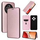 For OPPO Reno12 F 5G / 4G Carbon Fiber Texture Flip Leather Phone Case(Pink) - 1