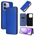 For OPPO A3x 5G India Carbon Fiber Texture Flip Leather Phone Case(Blue) - 1