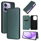 For OPPO A3x 5G India Carbon Fiber Texture Flip Leather Phone Case(Green) - 1