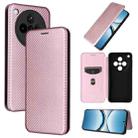 For OPPO Find X8 Carbon Fiber Texture Flip Leather Phone Case(Pink) - 1