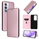 For OPPO A3 Pro Global Carbon Fiber Texture Flip Leather Phone Case(Pink) - 1