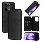 For OPPO Reno13 5G Global Carbon Fiber Texture Flip Leather Phone Case(Black) - 1