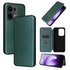 For OPPO Reno13 5G Global Carbon Fiber Texture Flip Leather Phone Case(Green) - 1