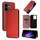 For OPPO Reno13 F 5G Carbon Fiber Texture Flip Leather Phone Case(Brown) - 1
