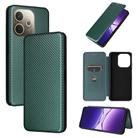 For OPPO A5 Pro 5G Global Carbon Fiber Texture Flip Leather Phone Case(Green) - 1