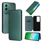 For OPPO A5 5G / 4G Global Carbon Fiber Texture Flip Leather Phone Case(Green) - 1