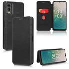 For Nokia C32 Carbon Fiber Texture Flip Leather Phone Case(Black) - 1