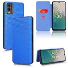 For Nokia C32 Carbon Fiber Texture Flip Leather Phone Case(Blue) - 1