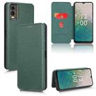 For Nokia C32 Carbon Fiber Texture Flip Leather Phone Case(Green) - 1