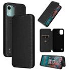 For Nokia C12 / C12 Pro / C12 Plus Carbon Fiber Texture Flip Leather Phone Case(Black) - 1