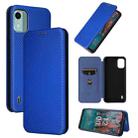 For Nokia C12 / C12 Pro / C12 Plus Carbon Fiber Texture Flip Leather Phone Case(Blue) - 1