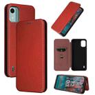 For Nokia C12 / C12 Pro / C12 Plus Carbon Fiber Texture Flip Leather Phone Case(Brown) - 1