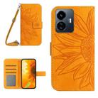 For vivo Y77E 5G Skin Feel Sun Flower Embossed Flip Leather Phone Case with Lanyard(Yellow) - 1