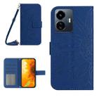 For vivo Y77 5G Global / Y22S 4G Global Skin Feel Sun Flower Embossed Flip Leather Phone Case with Lanyard(Dark Blue) - 1