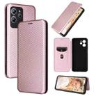For Oukitel C32 Carbon Fiber Texture Flip Leather Phone Case(Pink) - 1