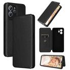 For Oukitel C32 Carbon Fiber Texture Flip Leather Phone Case(Black) - 1