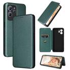For Oukitel C32 Carbon Fiber Texture Flip Leather Phone Case(Green) - 1