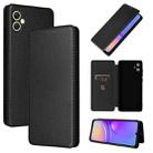 For Samsung Galaxy A05 Carbon Fiber Texture Flip Leather Phone Case(Black) - 1