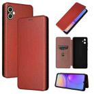 For Samsung Galaxy A05 Carbon Fiber Texture Flip Leather Phone Case(Brown) - 1