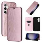 For Samsung Galaxy S24+ 5G Carbon Fiber Texture Flip Leather Phone Case(Pink) - 1