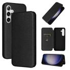 For Samsung Galaxy S24+ 5G Carbon Fiber Texture Flip Leather Phone Case(Black) - 1
