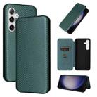 For Samsung Galaxy S24+ 5G Carbon Fiber Texture Flip Leather Phone Case(Green) - 1