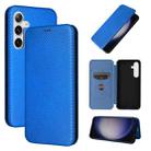 For Samsung Galaxy S24 5G Carbon Fiber Texture Flip Leather Phone Case(Blue) - 1