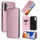 For Samsung Galaxy A15 Carbon Fiber Texture Flip Leather Phone Case(Pink) - 1