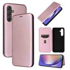 For Samsung Galaxy A55 5G Carbon Fiber Texture Flip Leather Phone Case(Pink) - 1